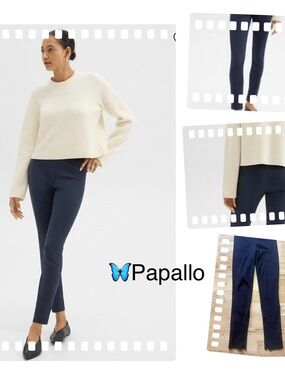 Theory Stretch  Scuba Fabric Navy Blue Slim Zip-Hem Leggings Sz 0 Made in USA